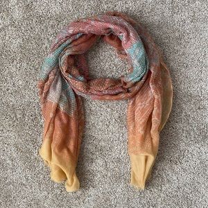 Warm Sunrise Multi Pattern Raw Hem Scarf